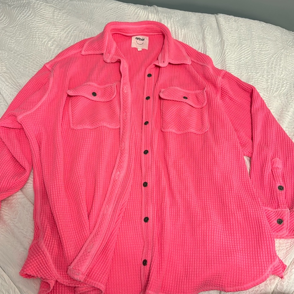 Arie oversized flannel, hot pink